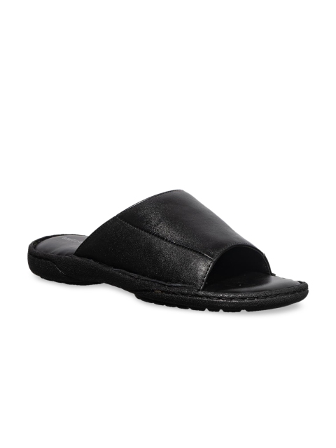 

Khadims Men Black Leather British Walkers Comfort Sandals