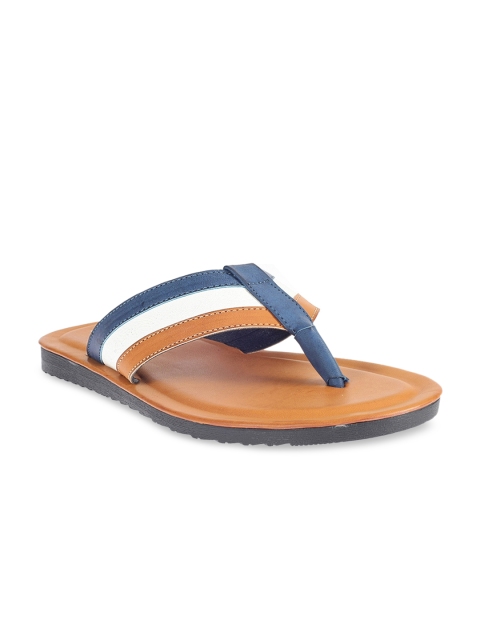 

Khadims Men Tan Brown & White Striped Thong Flip-Flops