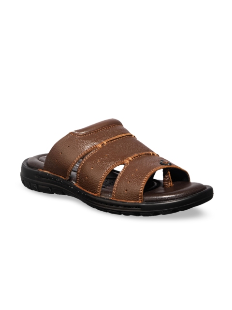 

Khadims Men Brown Leather British Walkers Comfort Sandals