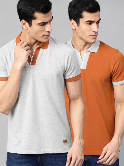 

Roadster Men Pack of 2 Solid Polo Collar T-shirt, Rust