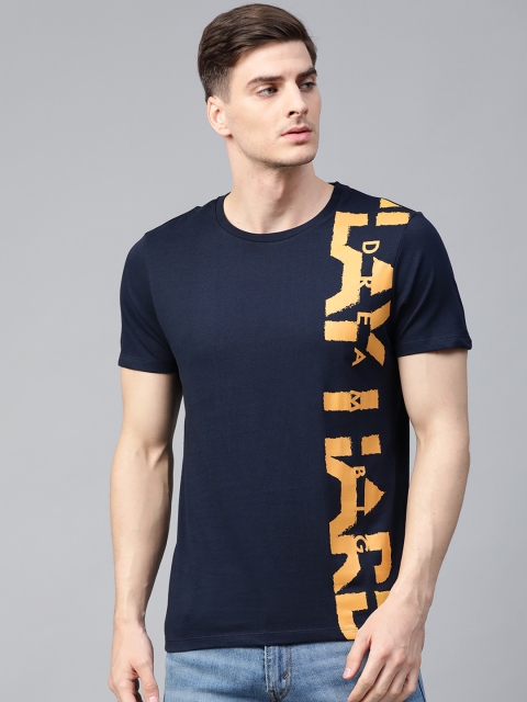 

Roadster Men Navy Blue Printed Round Neck T-shirt