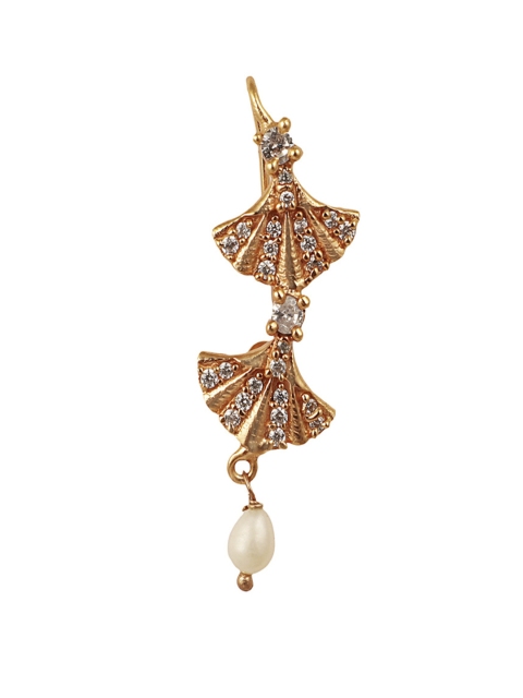 

Zariin Rose Gold-Plated White CZ-Studded Bridal Saga Nose Pin