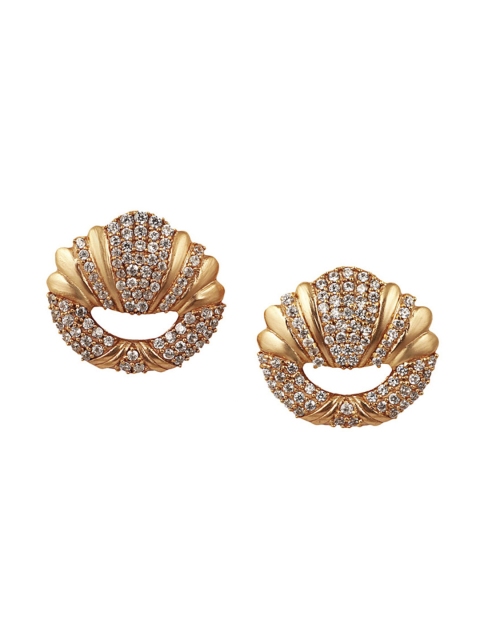 

Zariin Women Rose Gold-Plated Cubic Zirconia Floral Studs