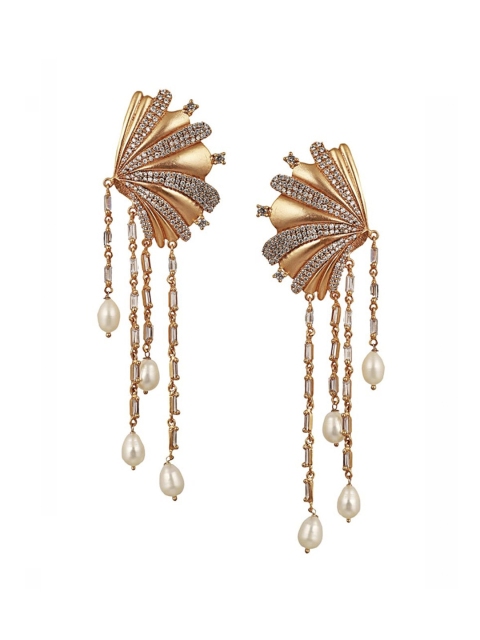 

Zariin Rose Gold-Plated Leaf Shaped Drop Earrings