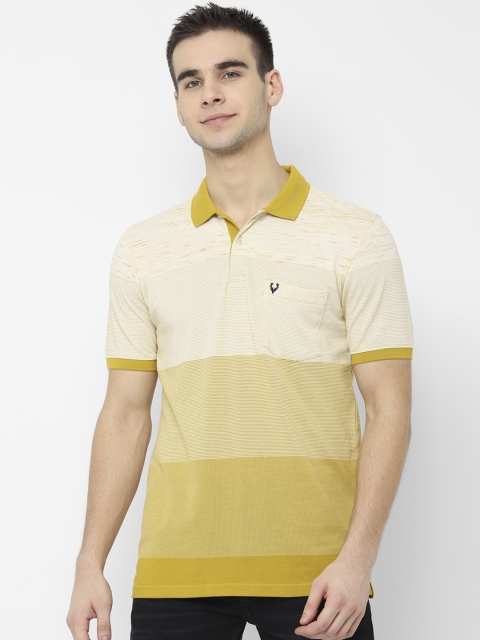 

Allen Solly Men Yellow Striped Polo Collar T-shirt