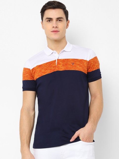 

Allen Solly Men Navy Blue Striped Polo Collar T-shirt