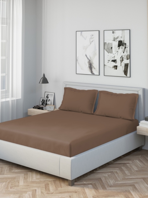 

DDecor Brown Solid 180 TC Cotton 1 King Bedsheet with 2 Pillow Covers