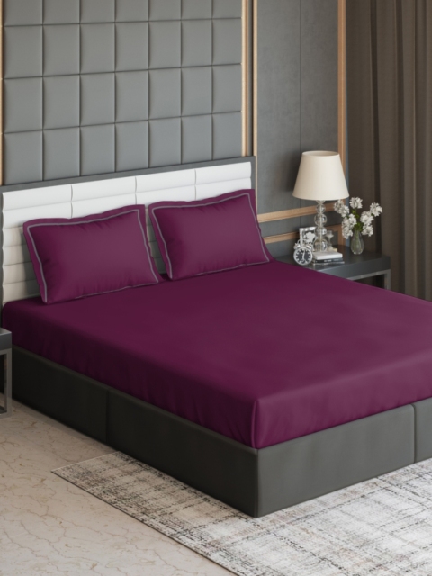 

DDecor Burgundy Solid 300 TC Cotton 1 King Bedsheet with 2 Pillow Covers