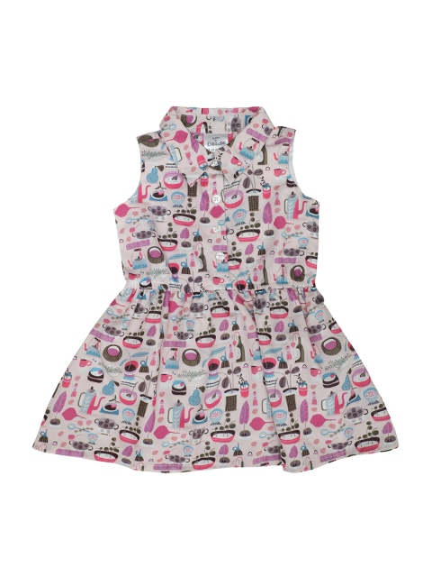 

Doodle Girls Multicoloured Printed Fit and Flare Dress, Multi