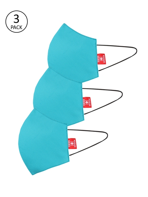 

Swiss Design Unisex 3 Pcs 3-Ply Reusable Cotton Outdoor Masks, Blue
