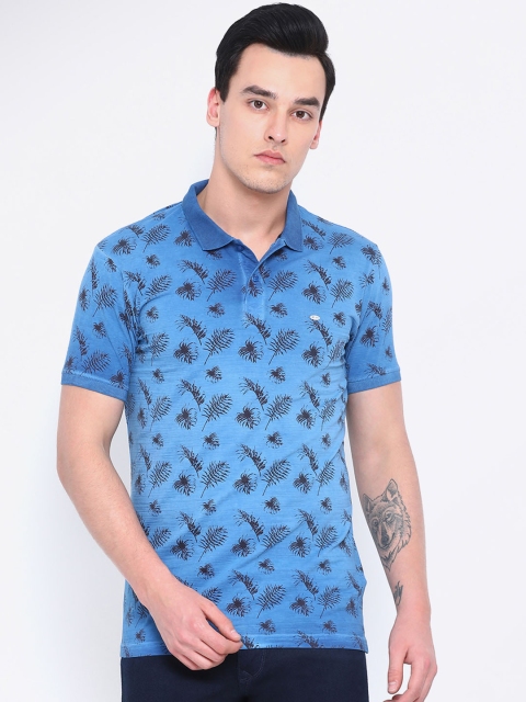 

Monte Carlo Men Blue Printed Polo Collar T-shirt