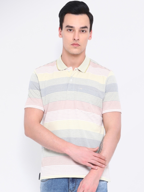 

Monte Carlo Men Blue & Pink Striped Polo Collar T-shirt
