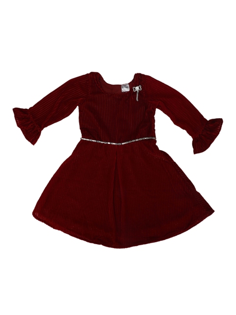

Doodle Girls Maroon Solid Fit and Flare Dress