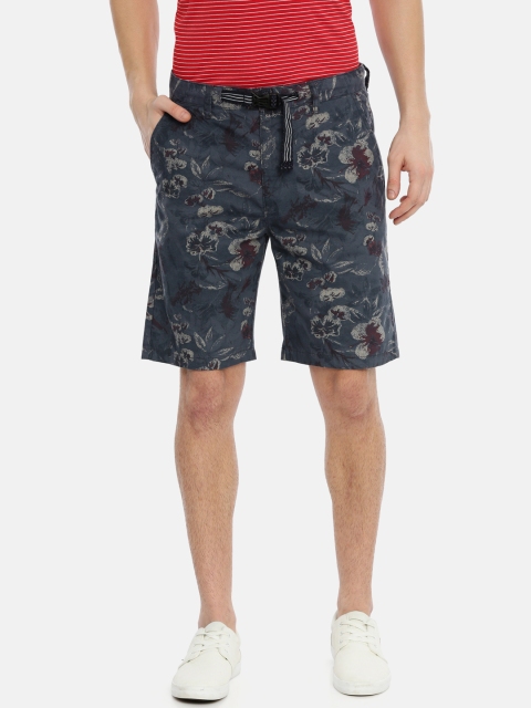 

Breakbounce Men Navy Blue Printed Slim Fit Shorts