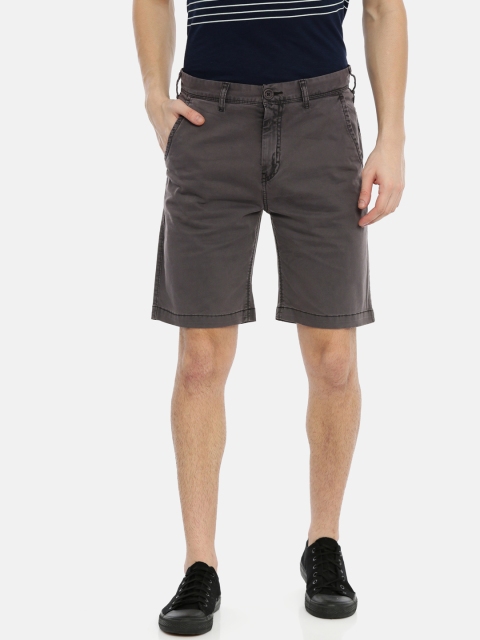 

Breakbounce Men Charcoal Grey Solid Slim Fit Chino Shorts