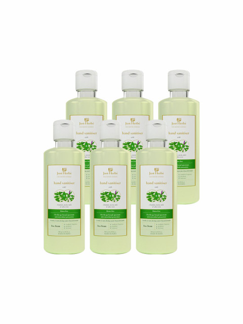 

Just Herbs Unisex Set of 6 Chandan Neem Tulsi & Aloe Vera Hand Sanitiser Liquid, Green
