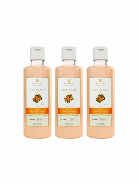 

Just Herbs Unisex Set of 3 Sweet Orange Neem Tulsi & Aloe Vera Hand Sanitiser Liquid
