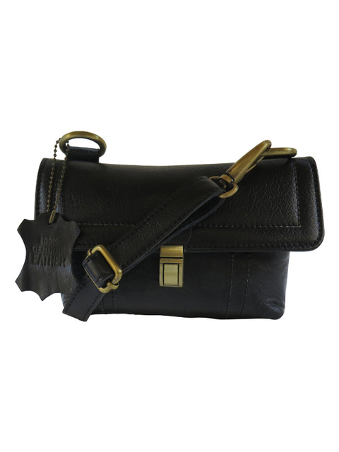 

Spice Art Women Black Solid Genuine Leather Mini Convertible Crossbody Bag Cum Belt Bag