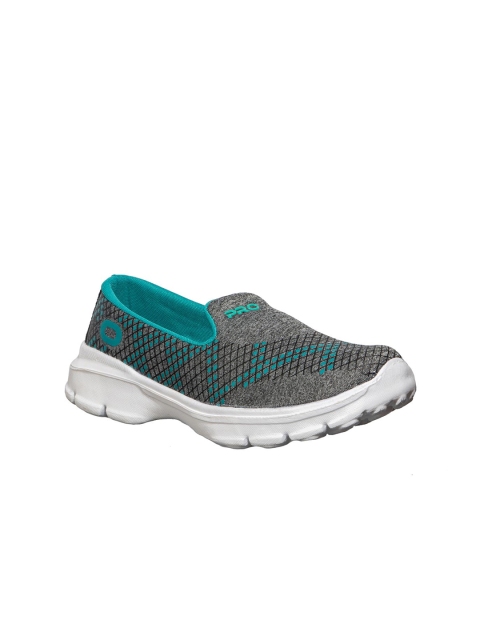 

Khadims Women Grey Melange & Sea Green Printed Slip-On Sneakers