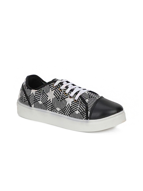 

Khadims Women Black & White Woven Design Sneakers