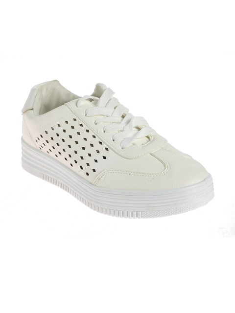 

Khadims Women Off-White Laser Cut Sneakers