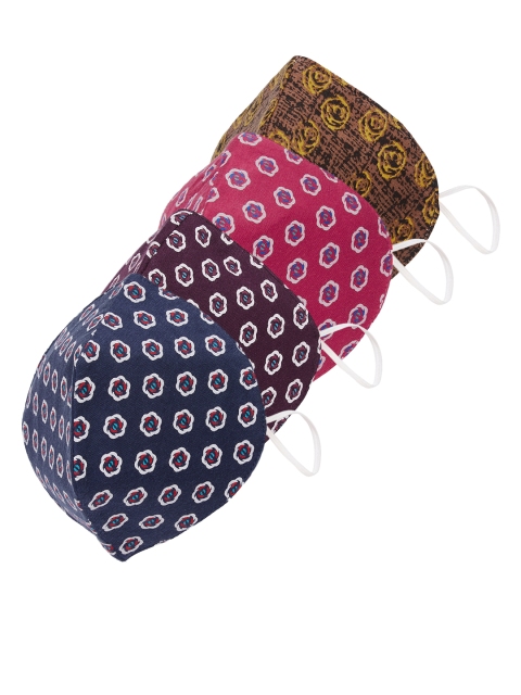 

SOJANYA Unisex Pack of 4 Printed 3-Ply Reusable Outdoor Cloth Masks, Multi
