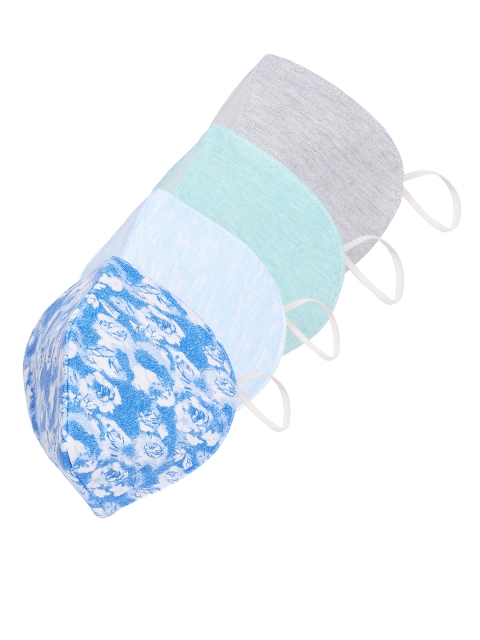 

SOJANYA Unisex Pack of 4 3-Ply Reusable Outdoor Cloth Masks, Blue