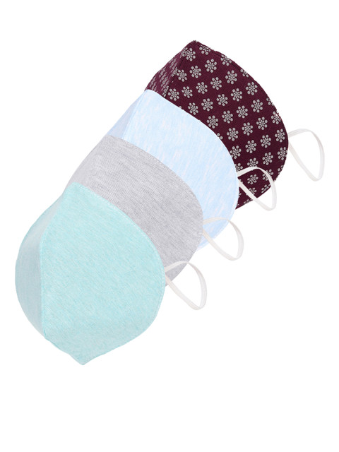

SOJANYA Unisex Pack of 4 Solid 3 Ply Reusable Outdoor Fashion Masks, Blue