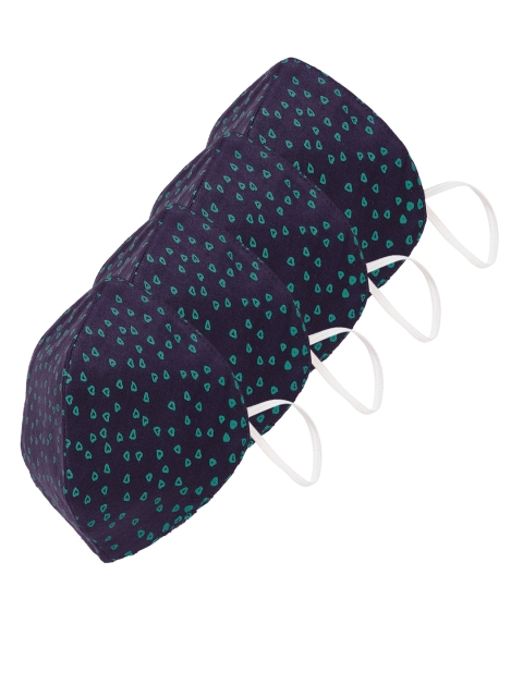 

Sojanya Unisex 4 Pcs Navy Blue & Green Printed 3 Ply Reusable Outdoor Fashion Masks