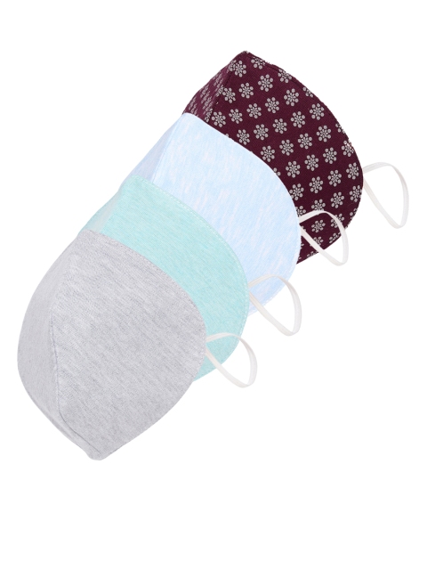 

SOJANYA Unisex Pack of 4 Printed Reusable 3-Ply Protective Outdoor Mask, Grey