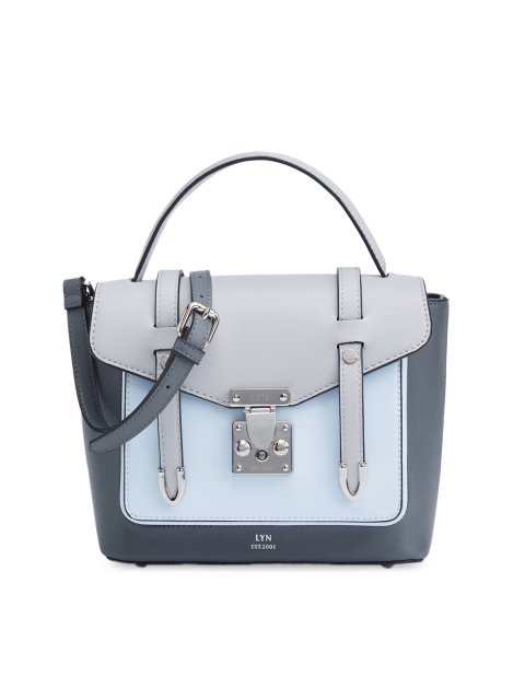 

LYN Grey & Blue Colourblocked Handheld Bag