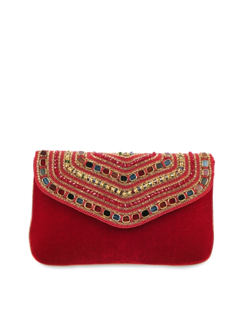 

Metro Maroon Embellished Envelope Clutch