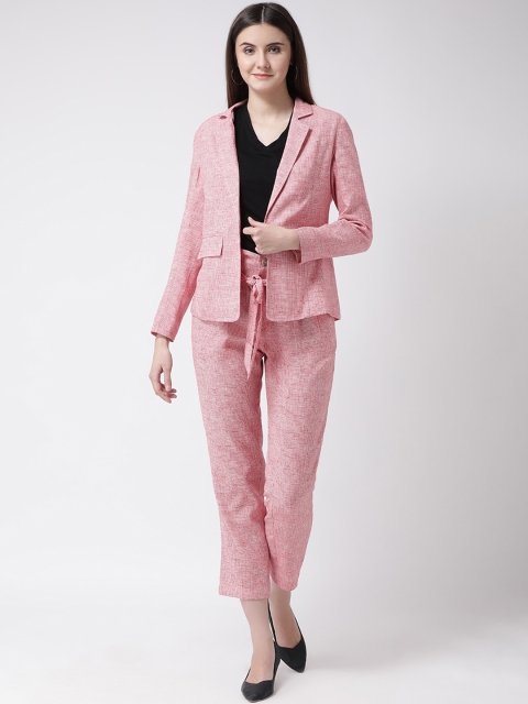 

Aayna Women Red & Off-White Checked Coat with Trousers