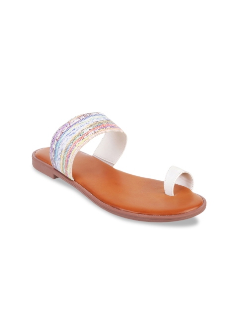 

Metro Women White & Blue Striped One Toe Flats