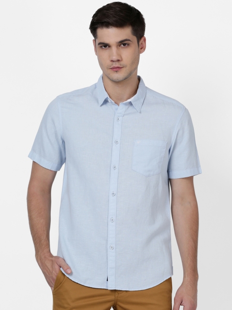 

t-base Men Blue Regular Fit Solid Casual Shirt