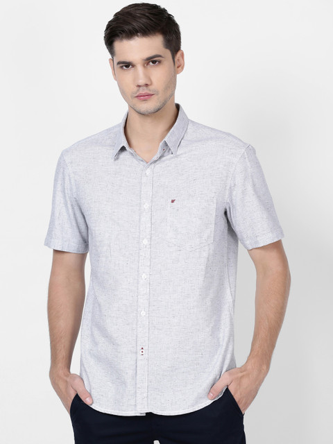 

t-base Men Grey Regular Fit Printed Casual Shirt