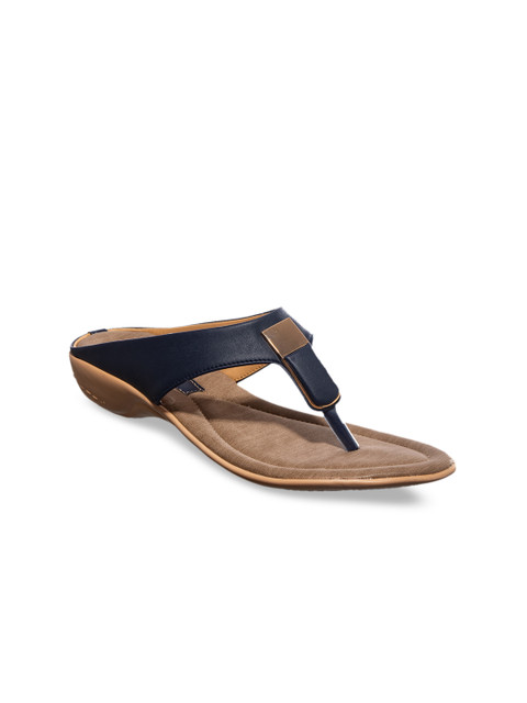 

Khadims Women Navy Blue Solid Open Toe Flats