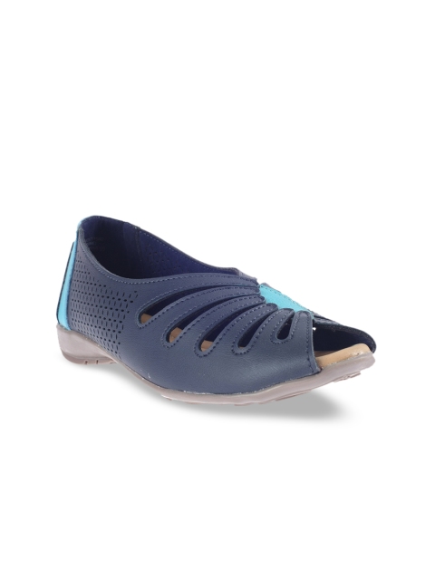 

Khadims Women Navy Blue Textured Ballerinas