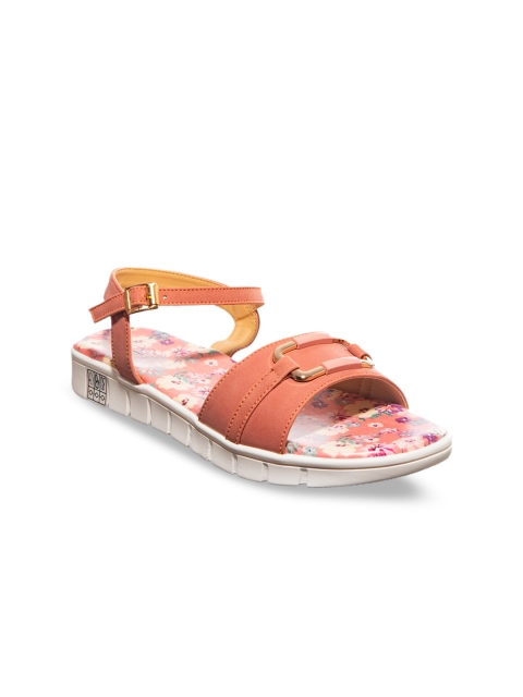 

Khadims Women Peach-Coloured Solid Open Toe Flats