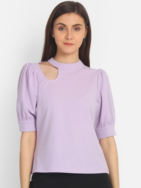 

COVER STORY Women Purple Solid Cut-Out Top