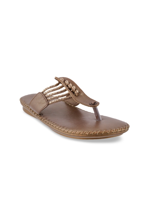 

Metro Women Brown Solid Leather T-Strap Flats