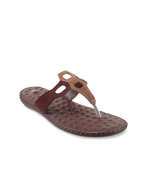 

Metro Women Brown Colourblocked Leather Open Toe Flats