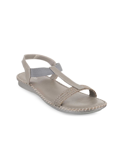 

Metro Women Silver-Toned Solid Leather Open Toe Flats