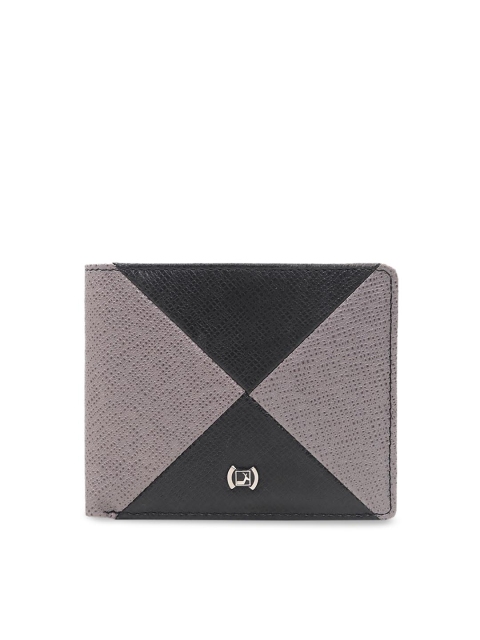 

Da Milano Men Black & Grey Colourblocked Two Fold Leather Wallet