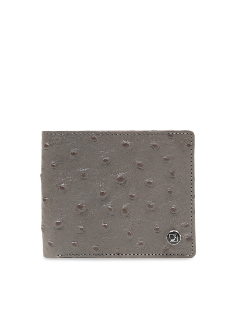 

Da Milano Men Grey Textured Two Fold Leather Wallet