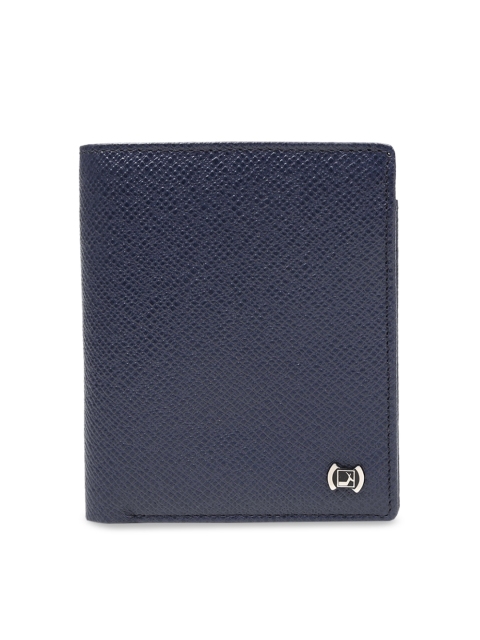 

Da Milano Men Navy Blue Textured Two Fold Leather Wallet