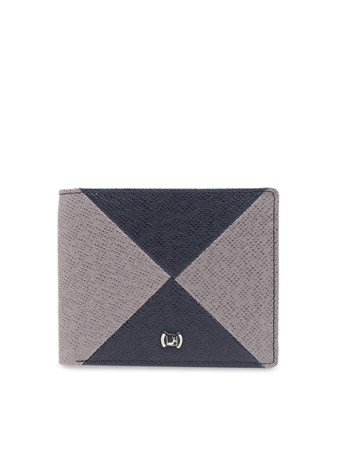 

Da Milano Men Blue & Grey Colourblocked Two Fold Wallet