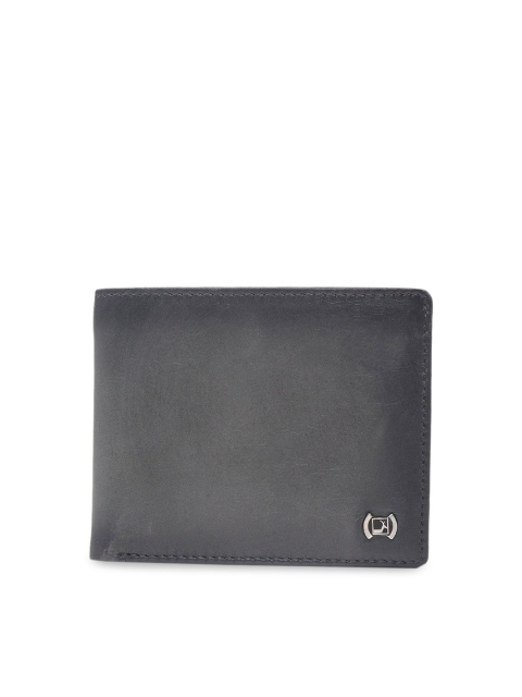 

Da Milano Men Grey Solid Two Fold Leather Wallet