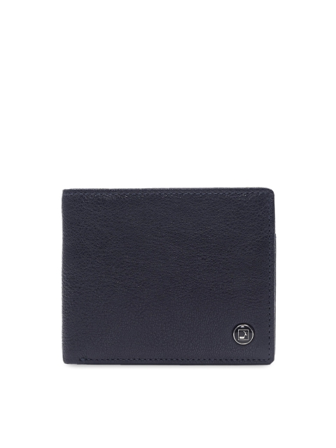

Da Milano Men Navy Blue Textured Leather Two Fold Wallet