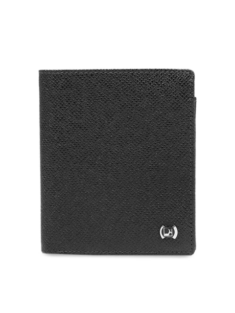 

Da Milano Men Black Textured Leather Two Fold Wallet